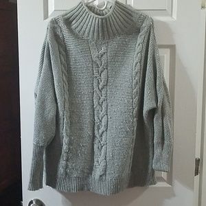 Gap Grey mock neck cable sweater